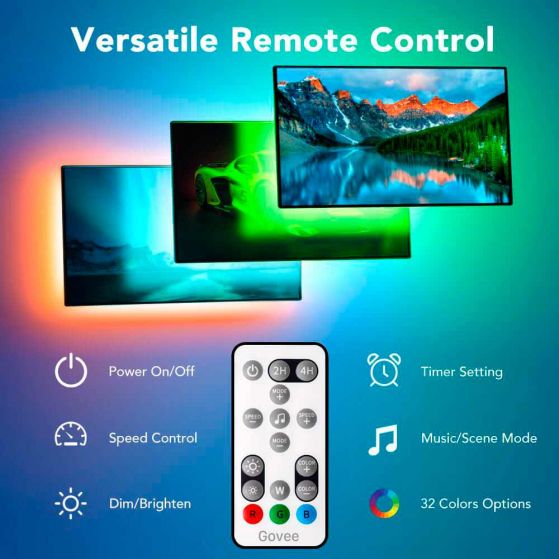 TIRA RETROILUMINADA RGB 3 MTS CON CONTROL PARA TV - GOVEE